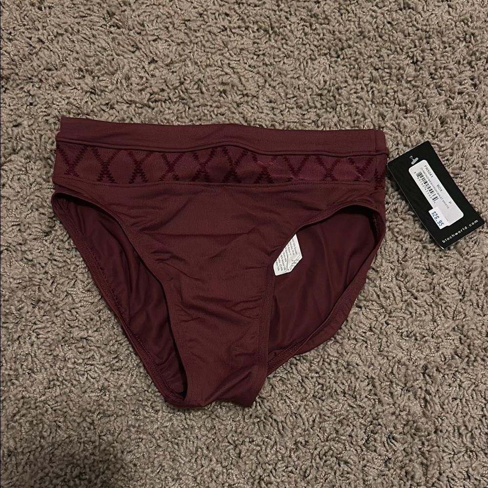 Bloch Burgundy Diamond Mesh High Waist Dance Brief Size Petite